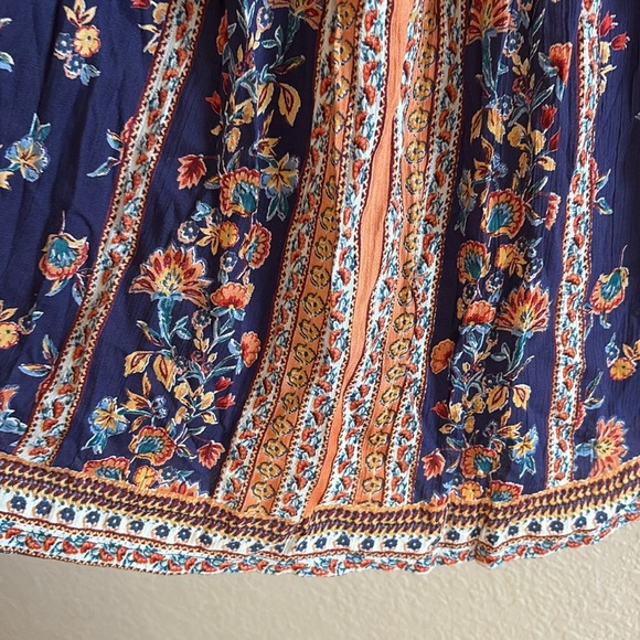 Angie Boho Navy Floral Off-Shoulder Blouse/ Size large - Picture 6 of 9